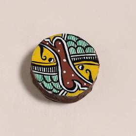 Madhubani handpainted wooden fridge magnet 27 - handcrafted