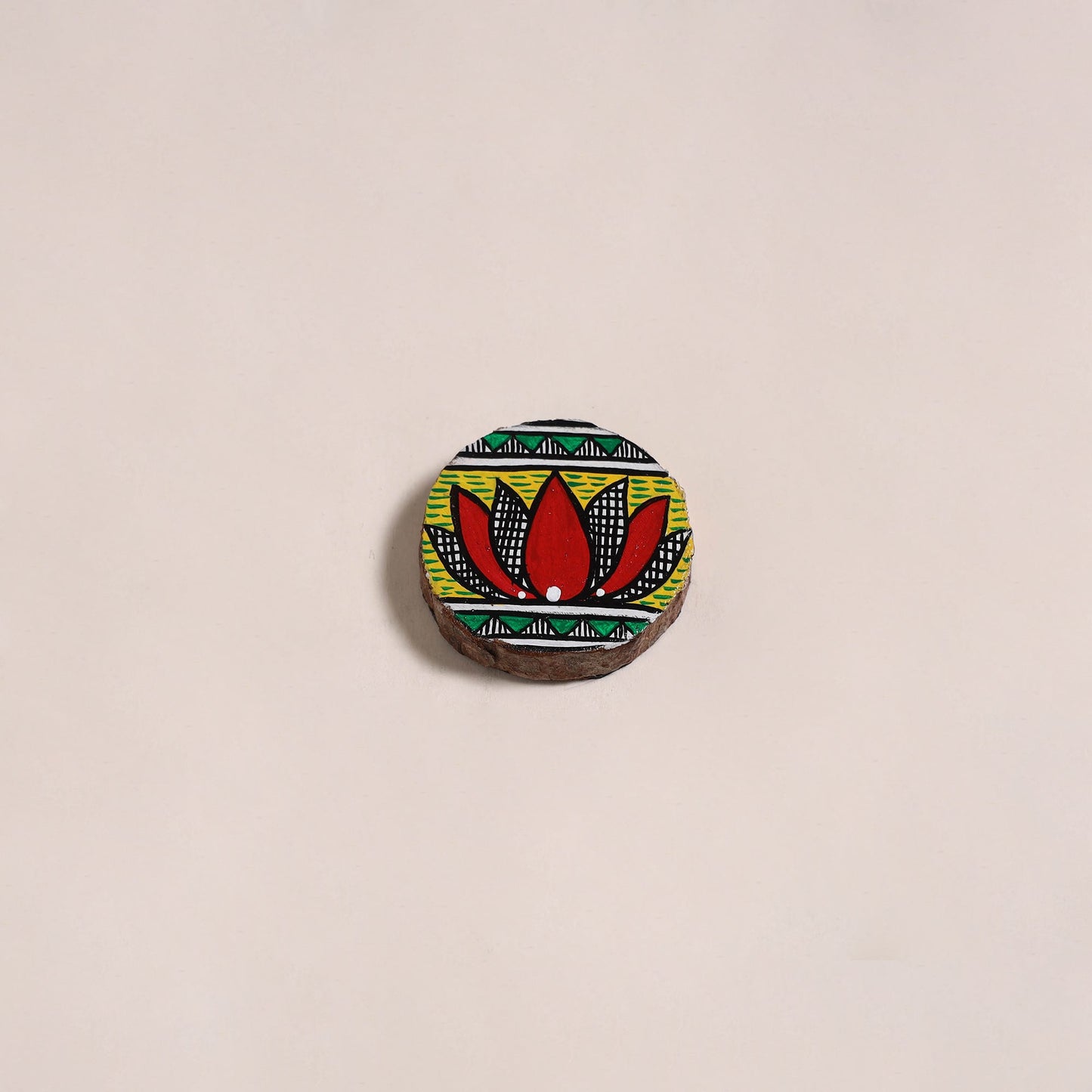 Madhubani handpainted wooden fridge magnet 29 - handcrafted