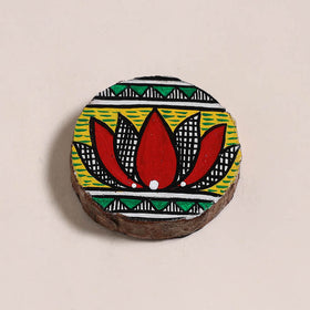Madhubani handpainted wooden fridge magnet 29 - handcrafted