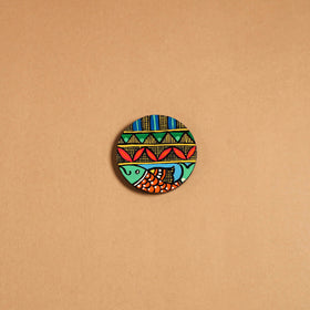 Multicolor - madhubani handpainted wooden fridge magnet 32