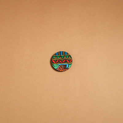Multicolor - madhubani handpainted wooden fridge magnet 32