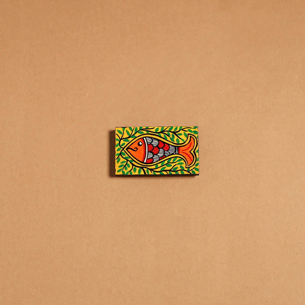 Multicolor - madhubani handpainted wooden fridge magnet 37