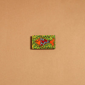 Multicolor - madhubani handpainted wooden fridge magnet 37