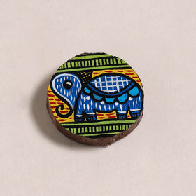 Madhubani handpainted wooden fridge magnet 37 - handcrafted