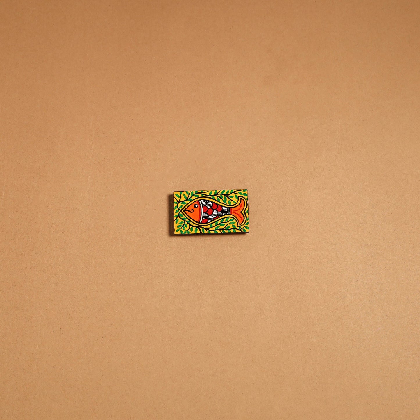 Multicolor - madhubani handpainted wooden fridge magnet 37