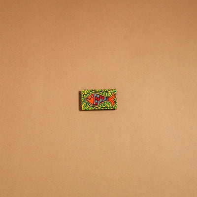 Multicolor - madhubani handpainted wooden fridge magnet 37