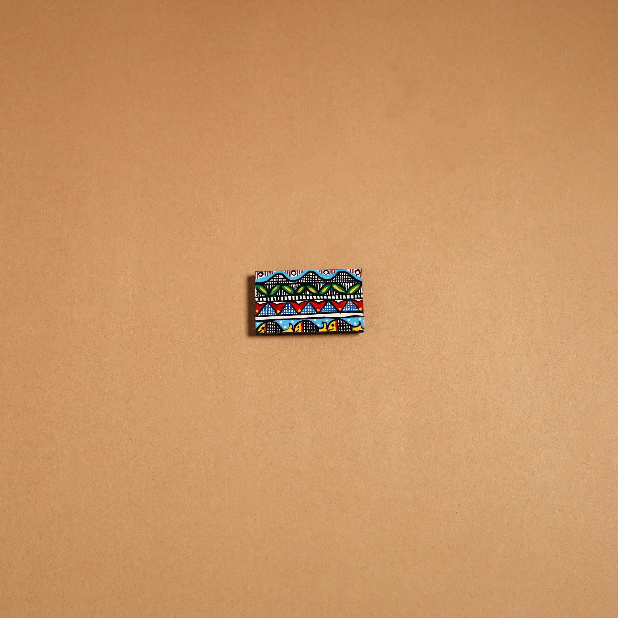 Multicolor - madhubani handpainted wooden fridge magnet 38