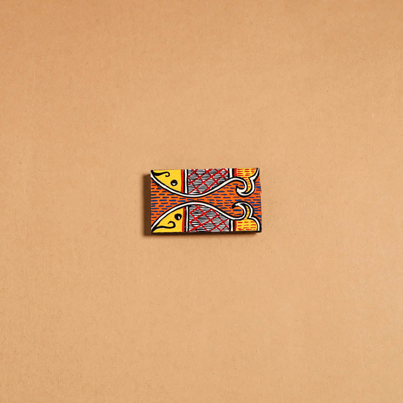 Multicolor - madhubani handpainted wooden fridge magnet 39