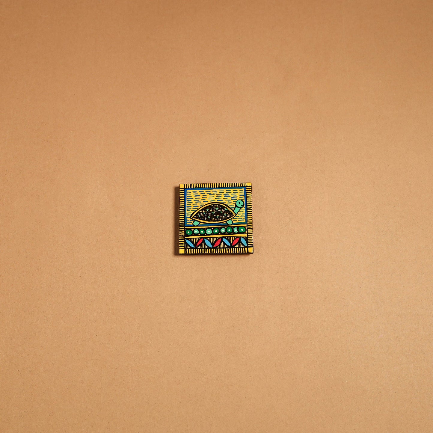 Multicolor - madhubani handpainted wooden fridge magnet 43