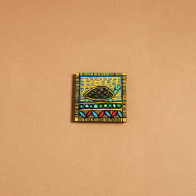 Multicolor - madhubani handpainted wooden fridge magnet 43