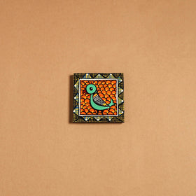 Multicolor - madhubani handpainted wooden fridge magnet 44