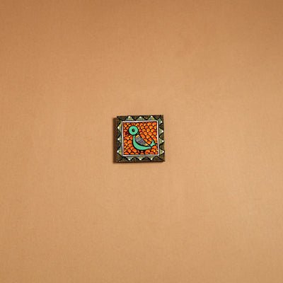 Multicolor - madhubani handpainted wooden fridge magnet 44