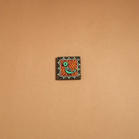 Multicolor - madhubani handpainted wooden fridge magnet 44