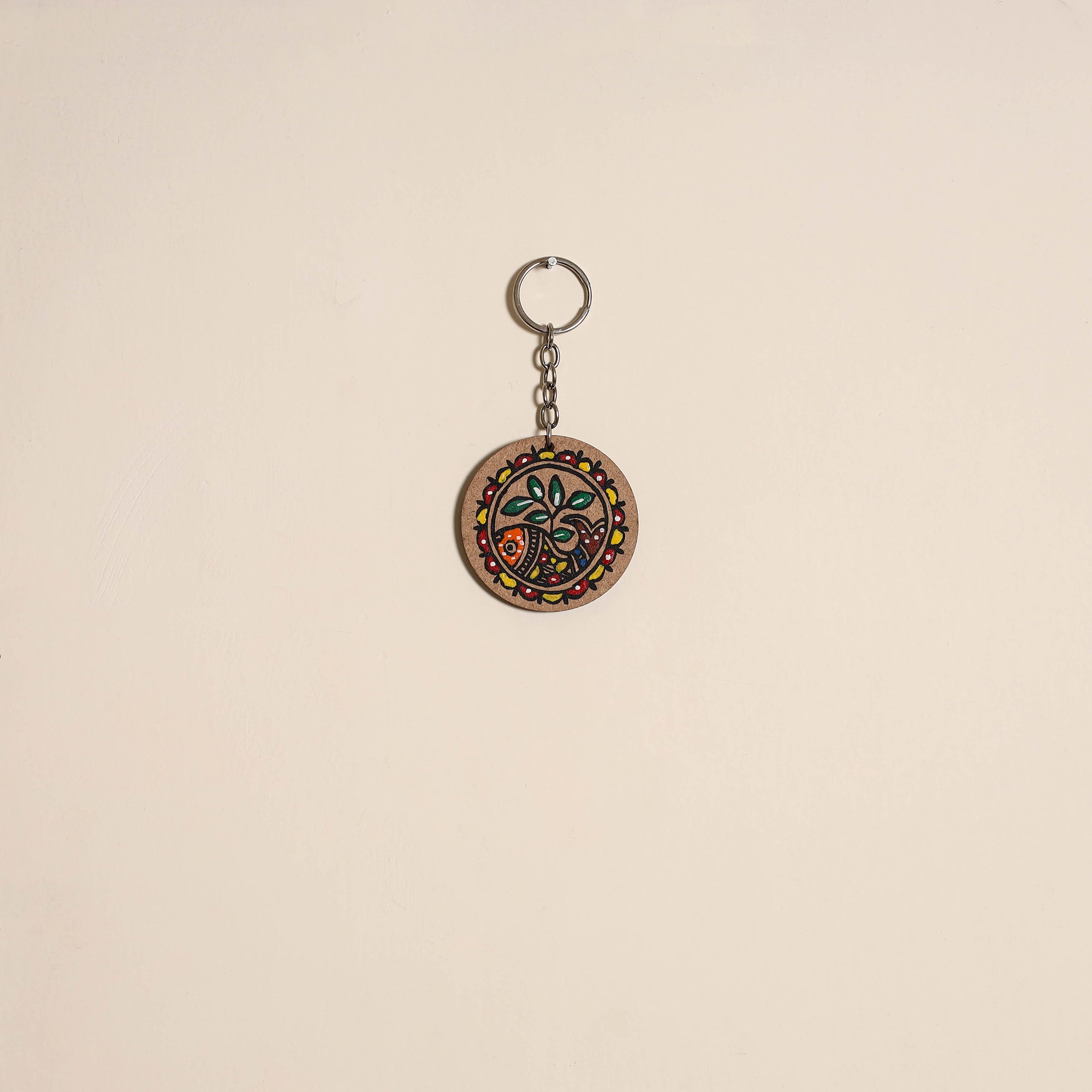 Madhubani handpainted wooden keychain 01 - handcrafted