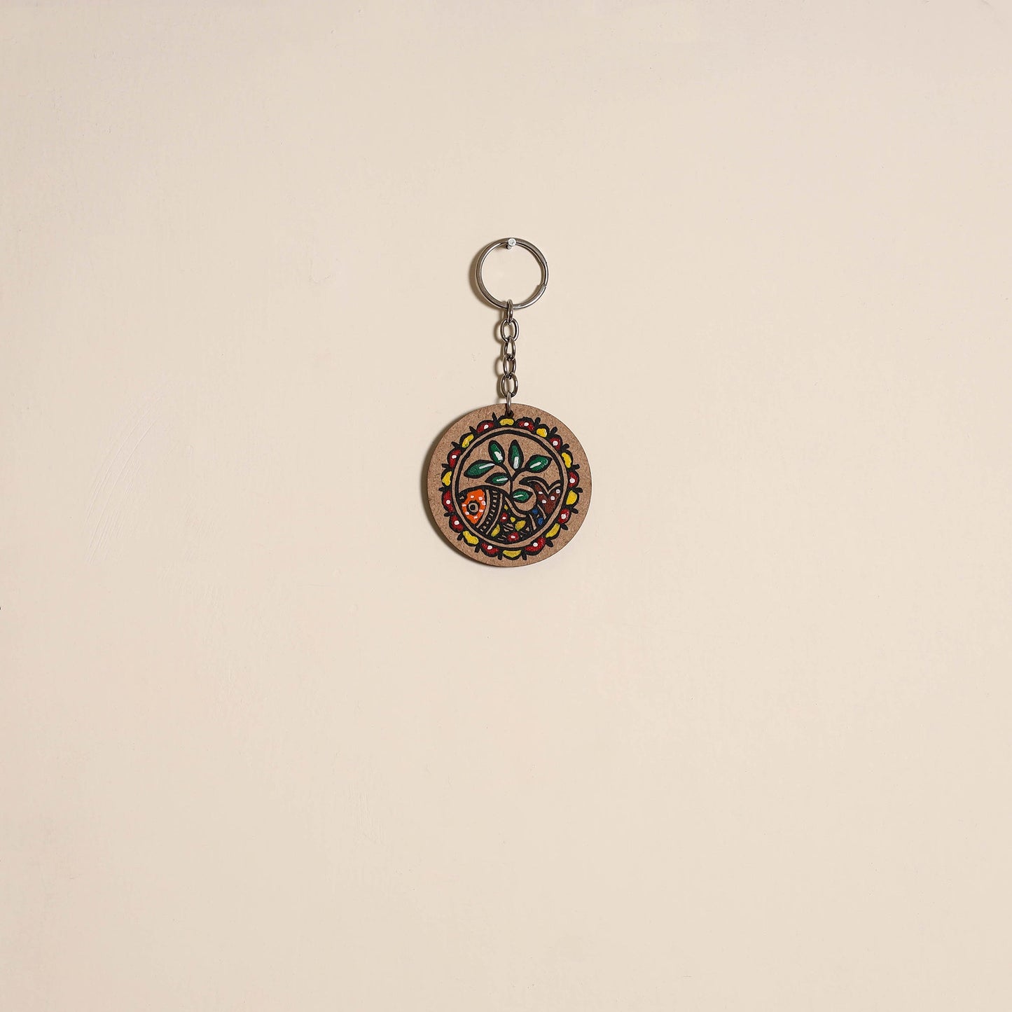 Madhubani handpainted wooden keychain 01 - handcrafted