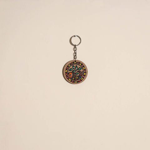 Madhubani handpainted wooden keychain 01 - handcrafted