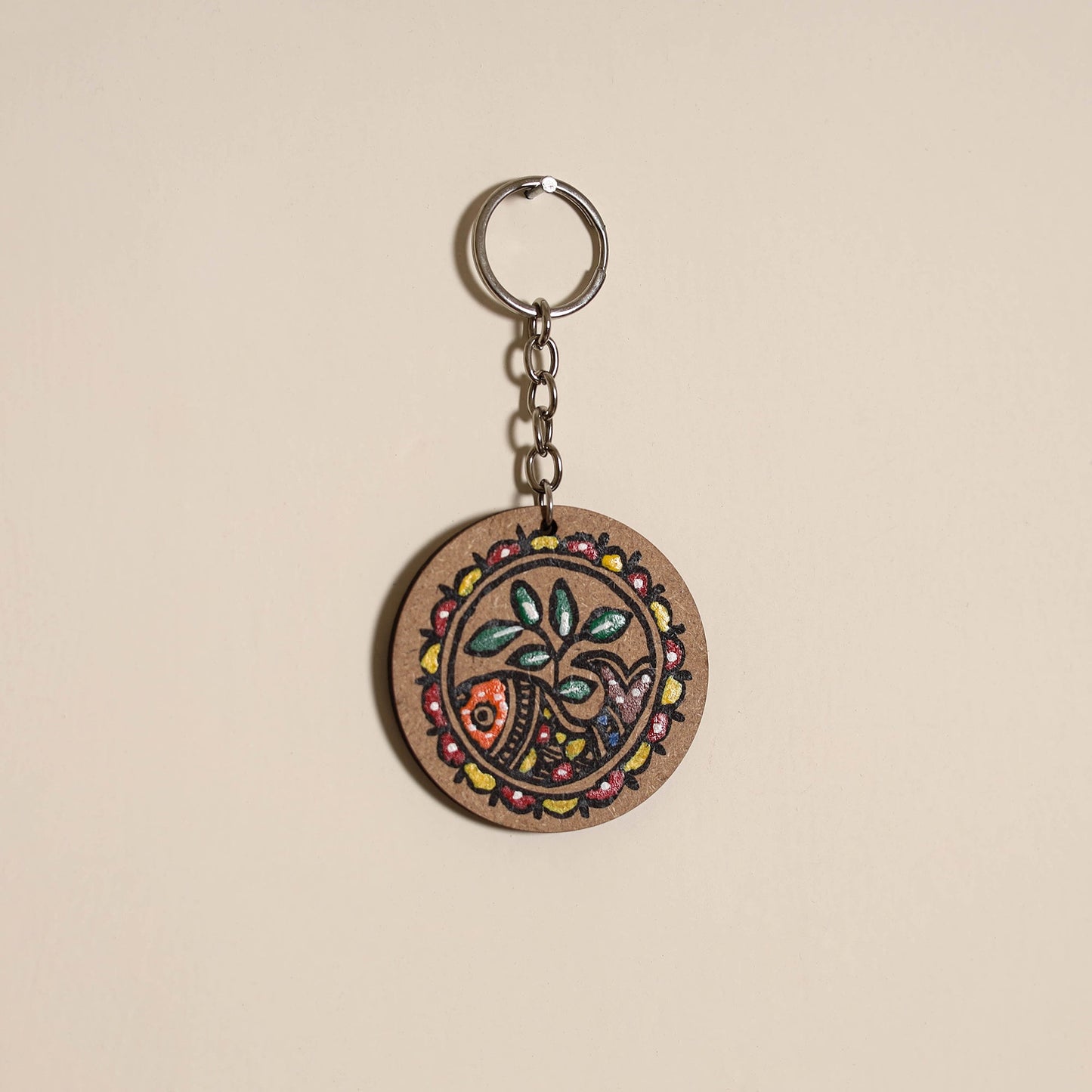 Madhubani handpainted wooden keychain 01 - handcrafted