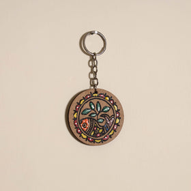 Madhubani handpainted wooden keychain 01 - handcrafted