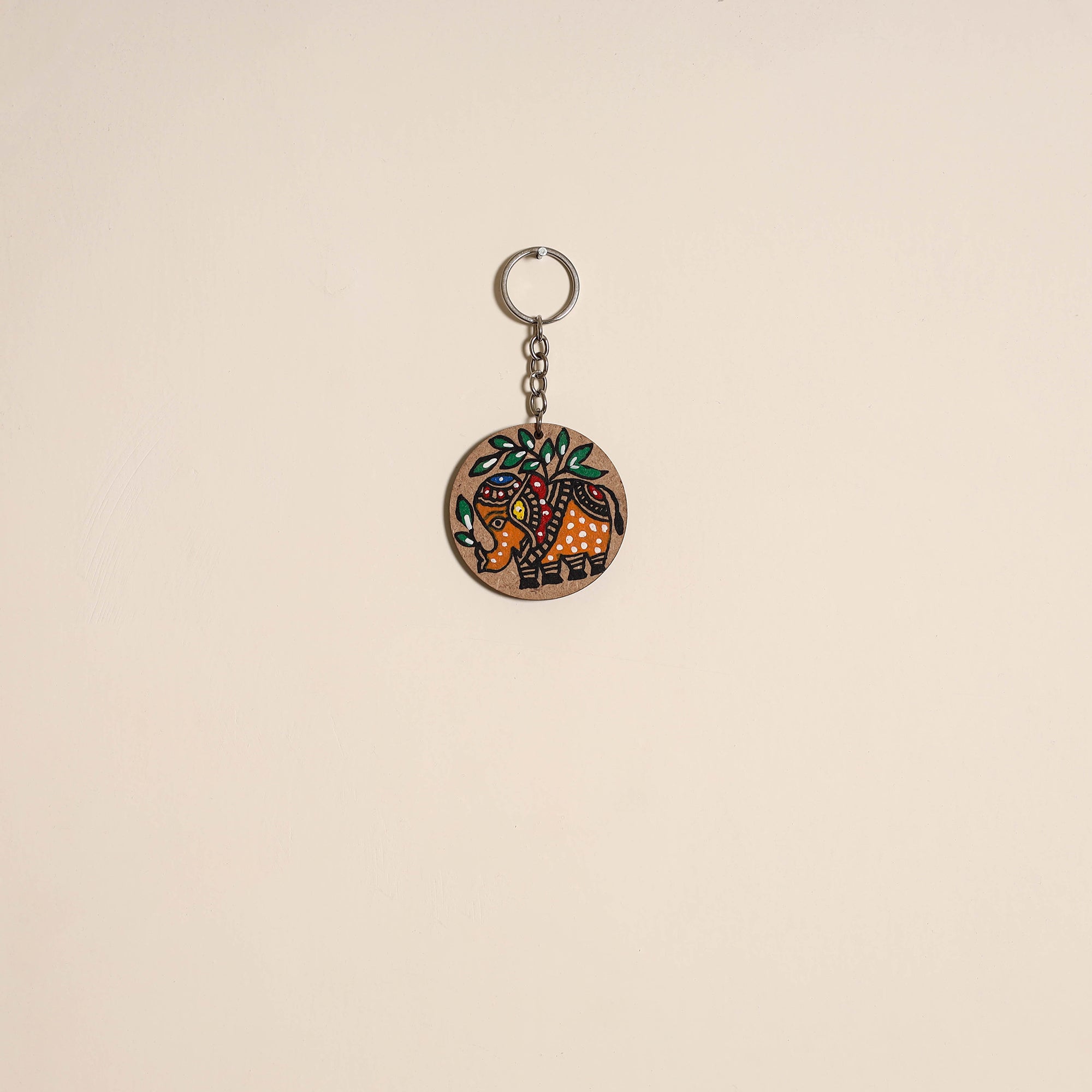 Madhubani handpainted wooden keychain 02 - handcrafted