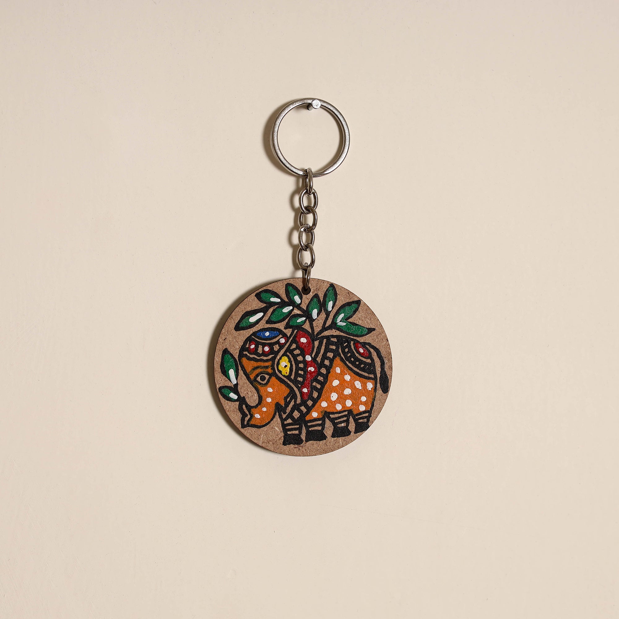 Madhubani handpainted wooden keychain 02 - handcrafted