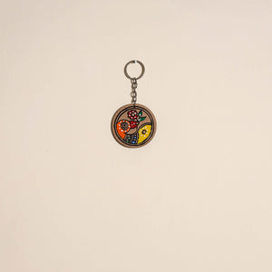 Madhubani handpainted wooden keychain 03 - handcrafted