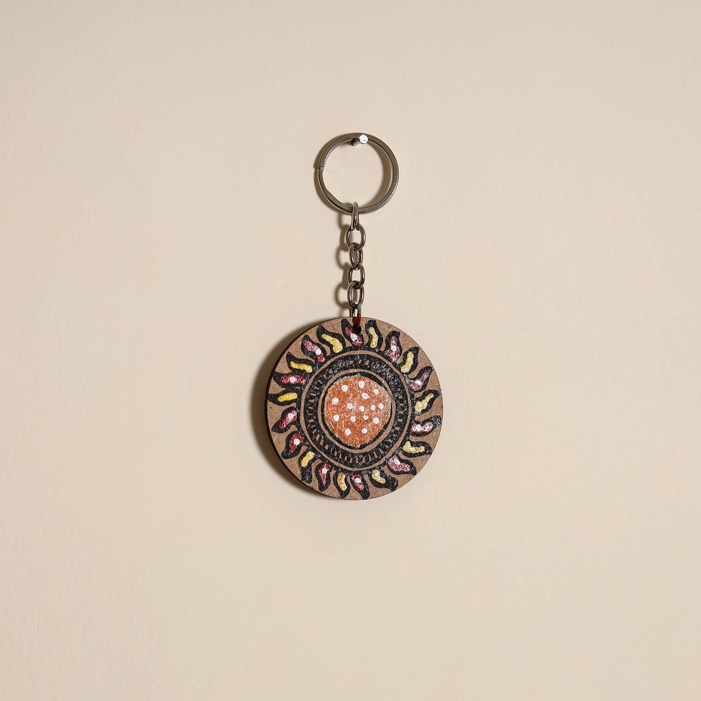 Madhubani handpainted wooden keychain 04 - handcrafted