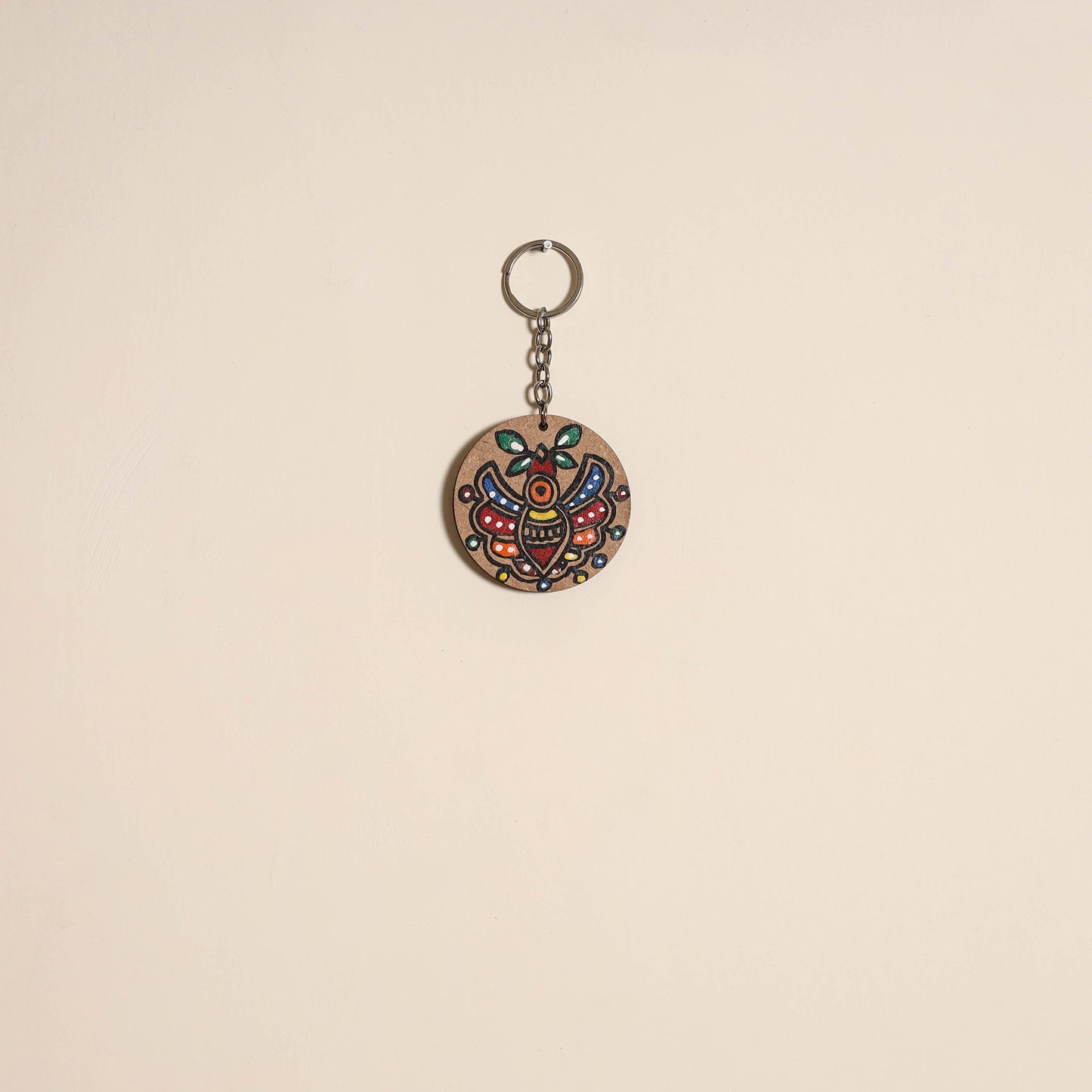 Madhubani handpainted wooden keychain 05 - handcrafted