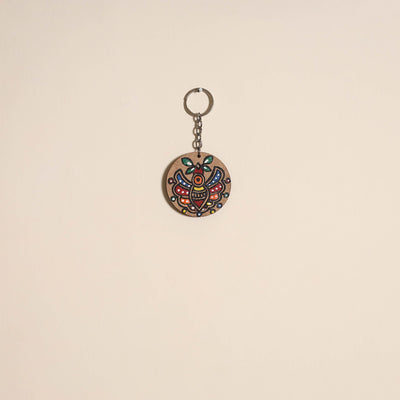 Madhubani handpainted wooden keychain 05 - handcrafted
