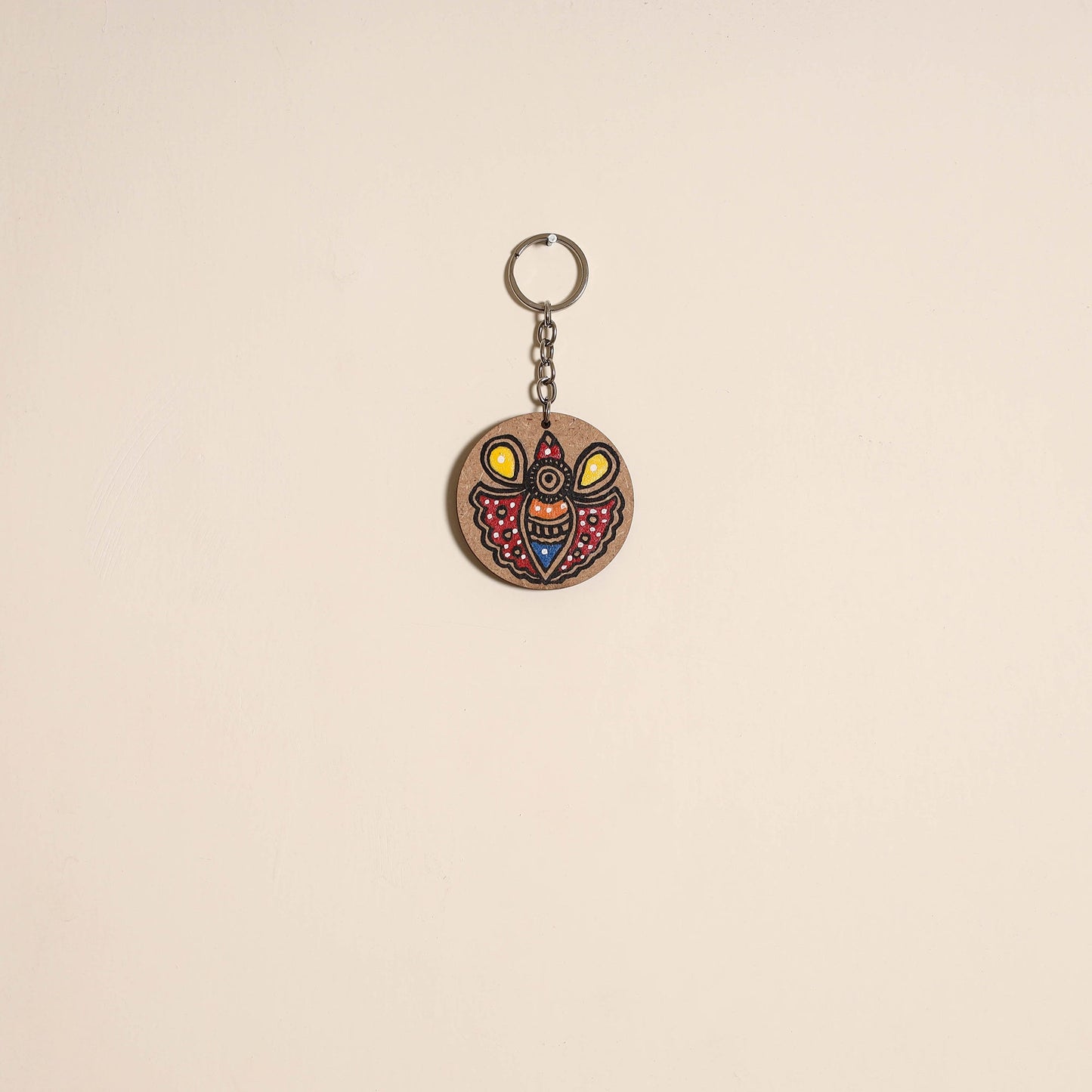 Madhubani handpainted wooden keychain 06 - handcrafted