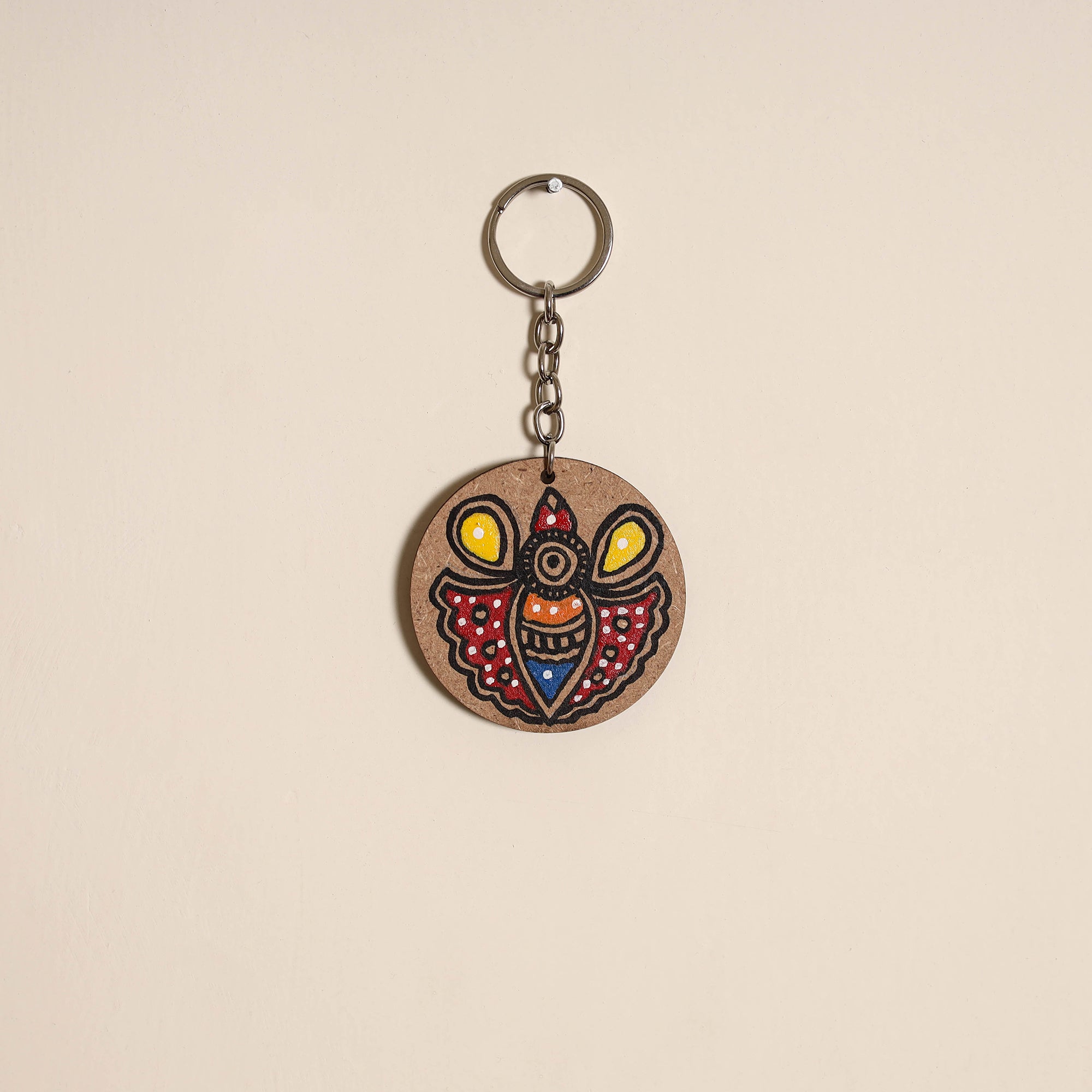 Madhubani handpainted wooden keychain 06 - handcrafted