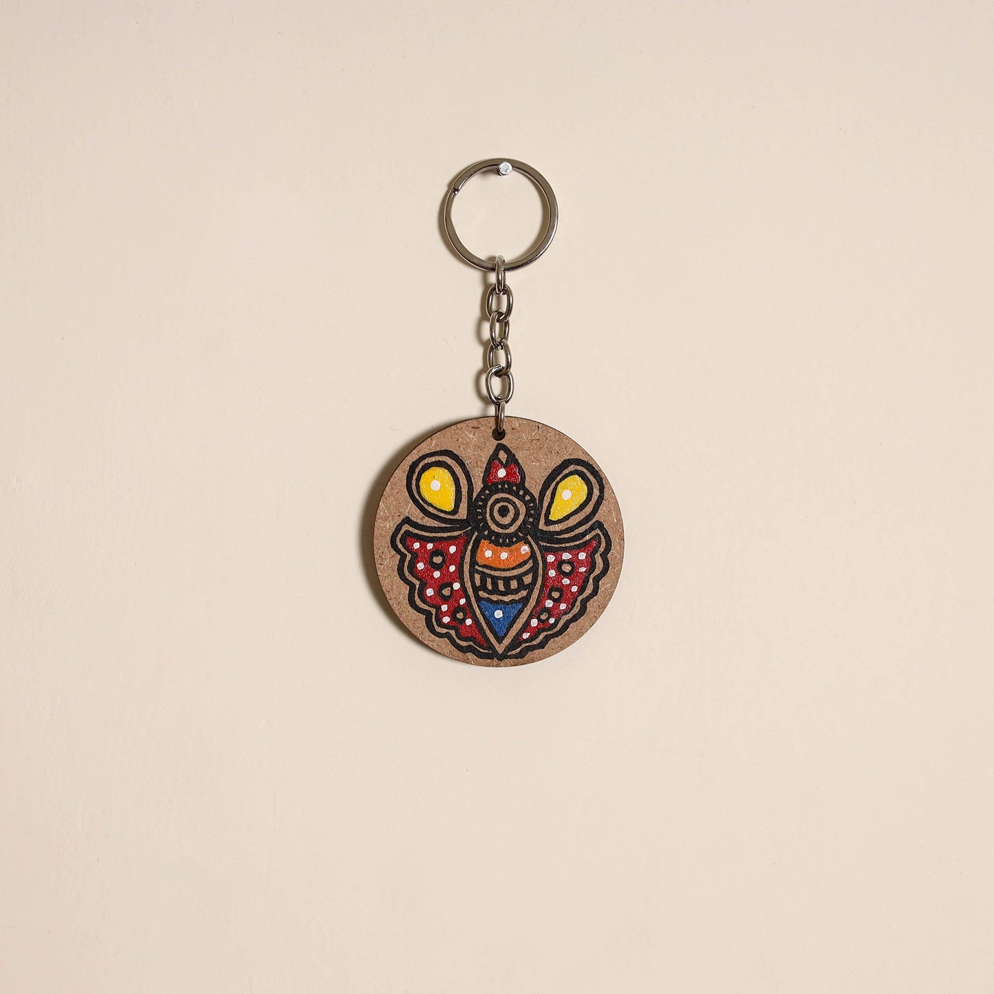Madhubani handpainted wooden keychain 06 - handcrafted