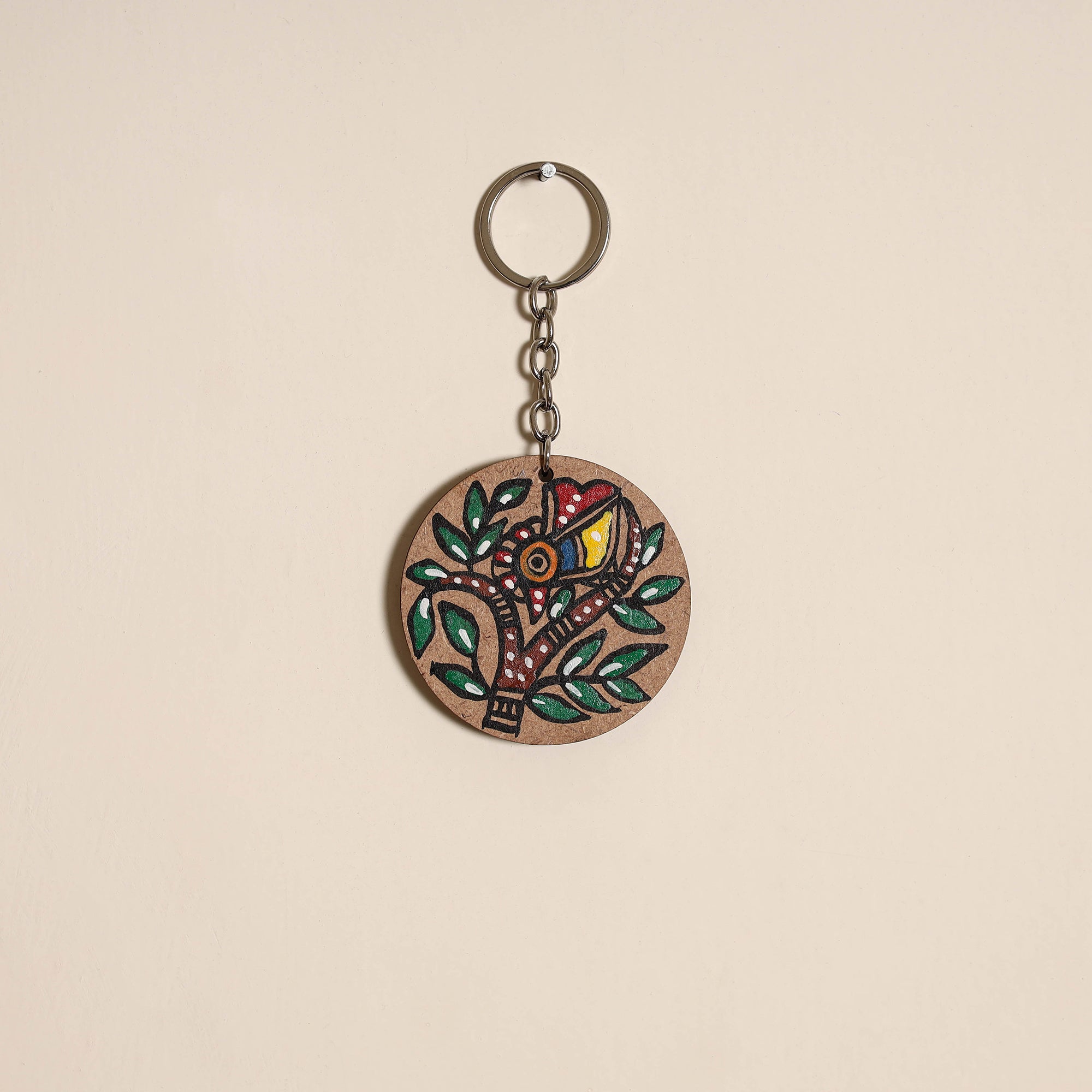 Madhubani handpainted wooden keychain 07 - handcrafted