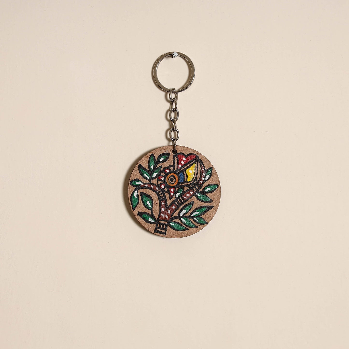 Madhubani handpainted wooden keychain 07 - handcrafted