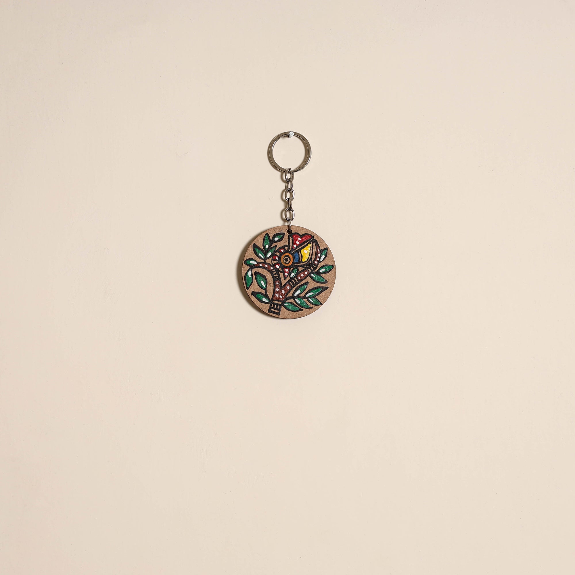 Madhubani handpainted wooden keychain 07 - handcrafted