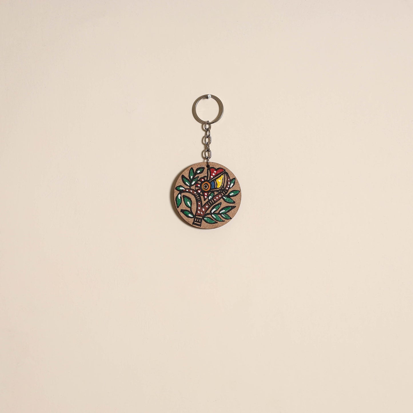 Madhubani handpainted wooden keychain 07 - handcrafted