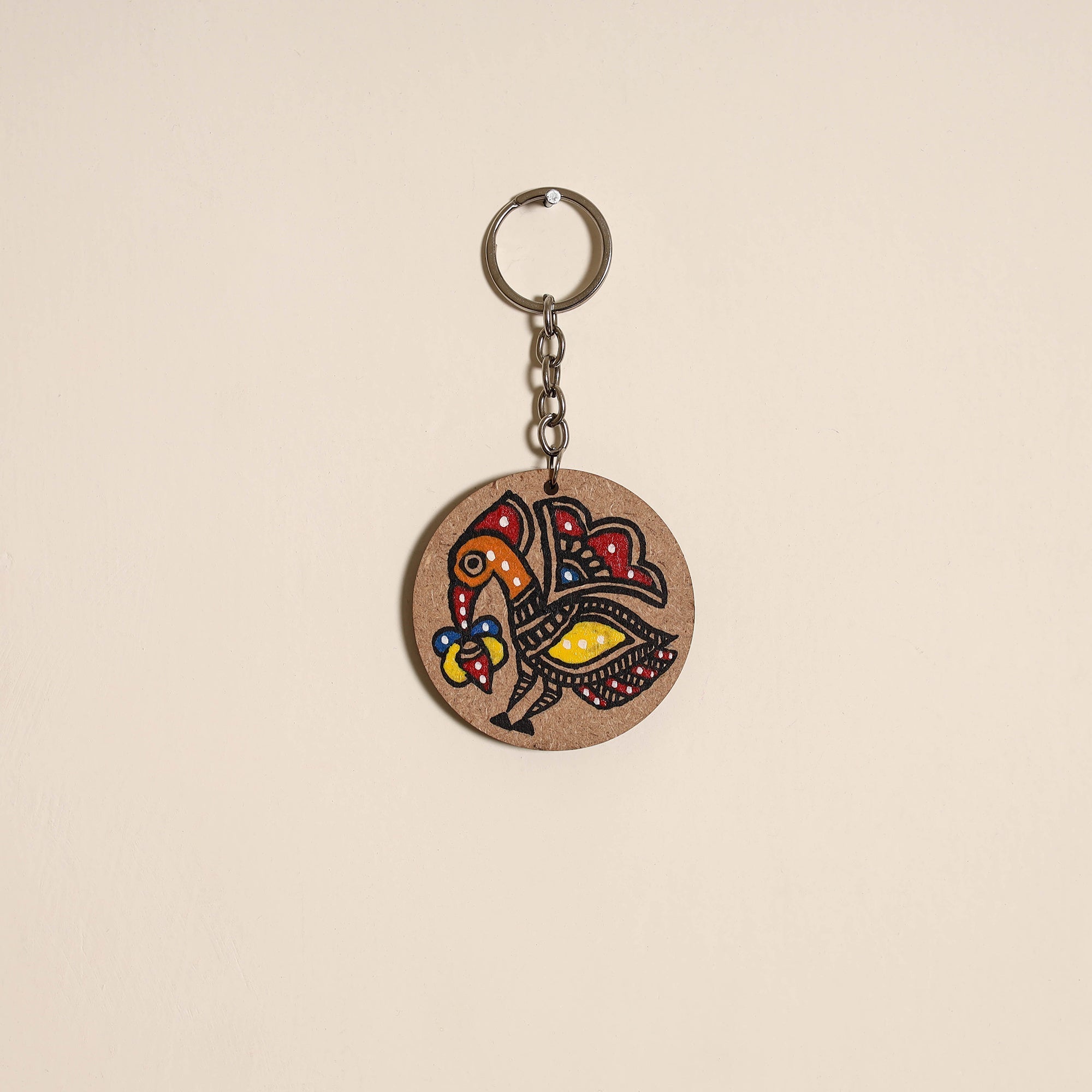 Madhubani handpainted wooden keychain 08 - handcrafted