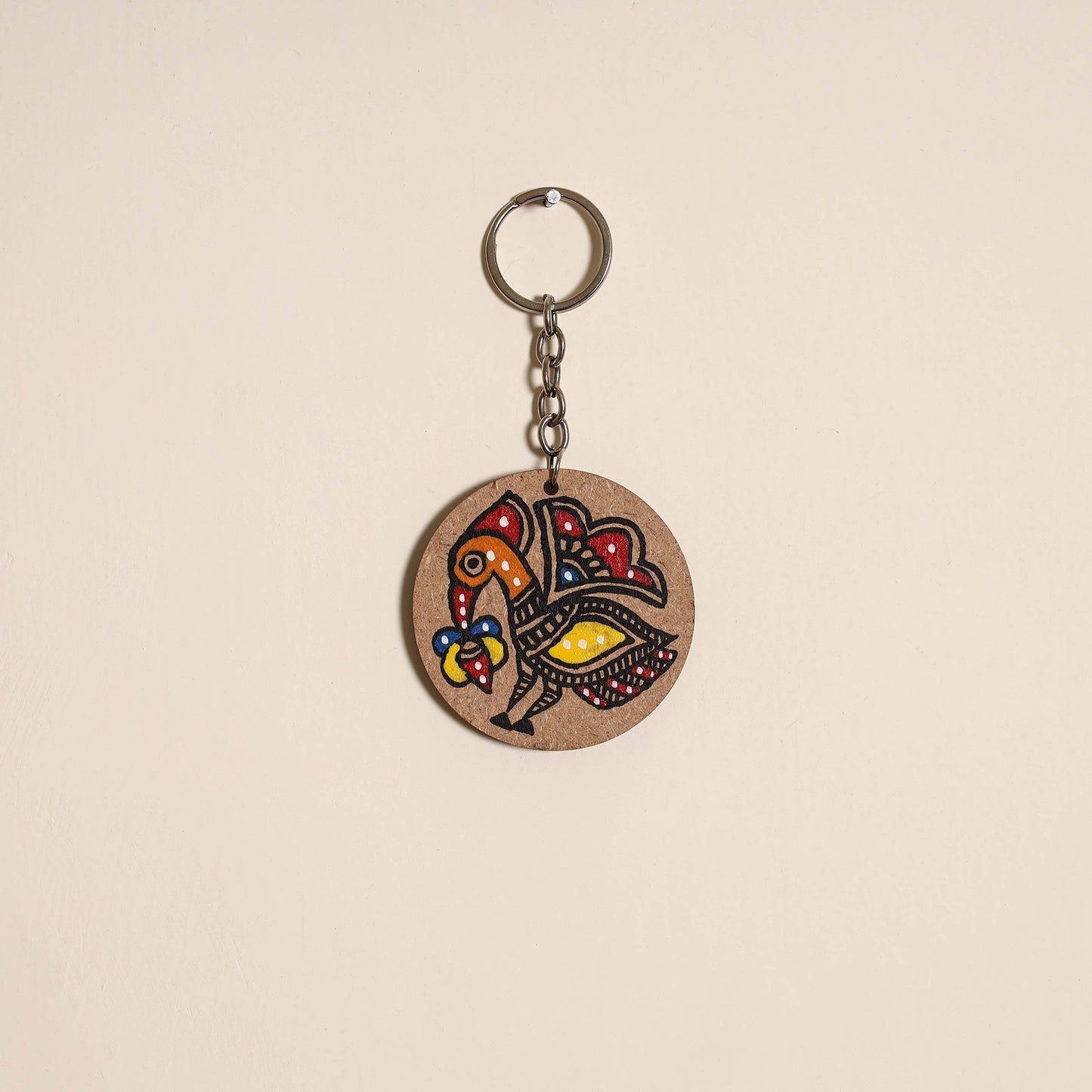 Madhubani handpainted wooden keychain 08 - handcrafted