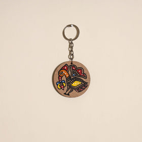 Madhubani handpainted wooden keychain 08 - handcrafted