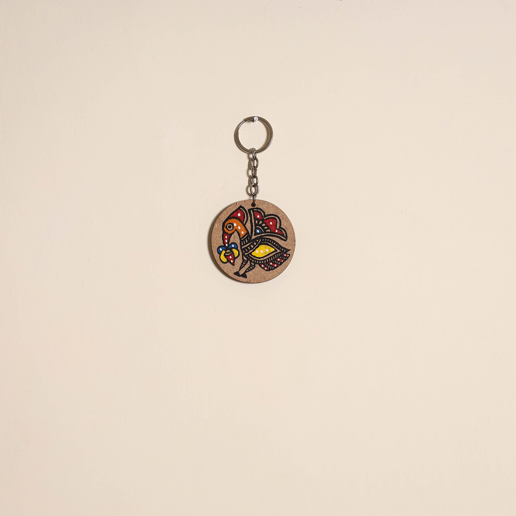 Madhubani handpainted wooden keychain 08 - handcrafted