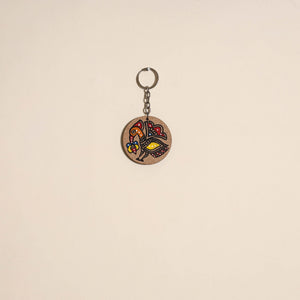 Madhubani handpainted wooden keychain 08 - handcrafted