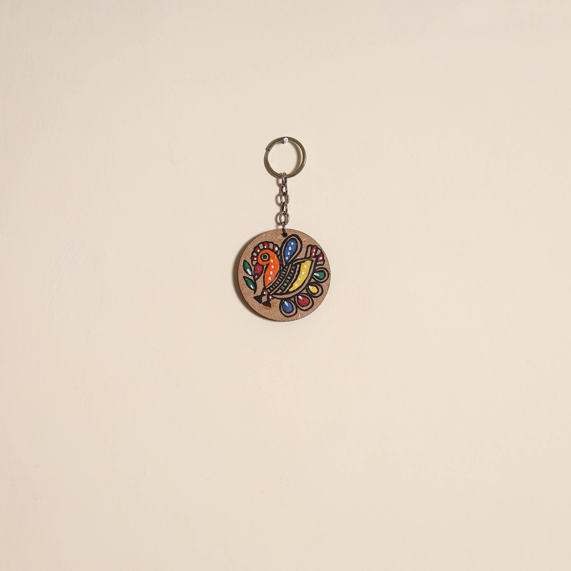 Madhubani handpainted wooden keychain 09 - handcrafted