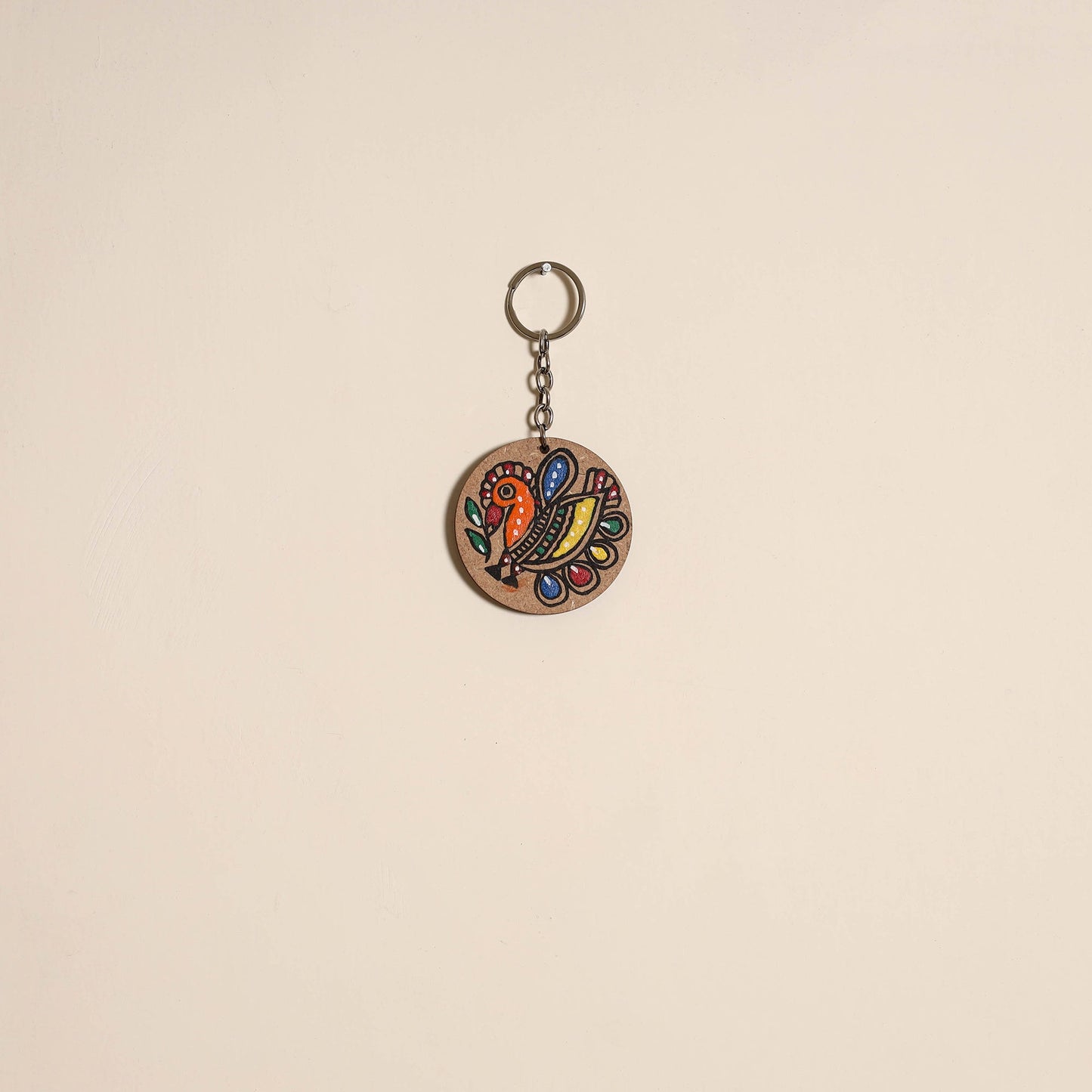 Madhubani handpainted wooden keychain 09 - handcrafted