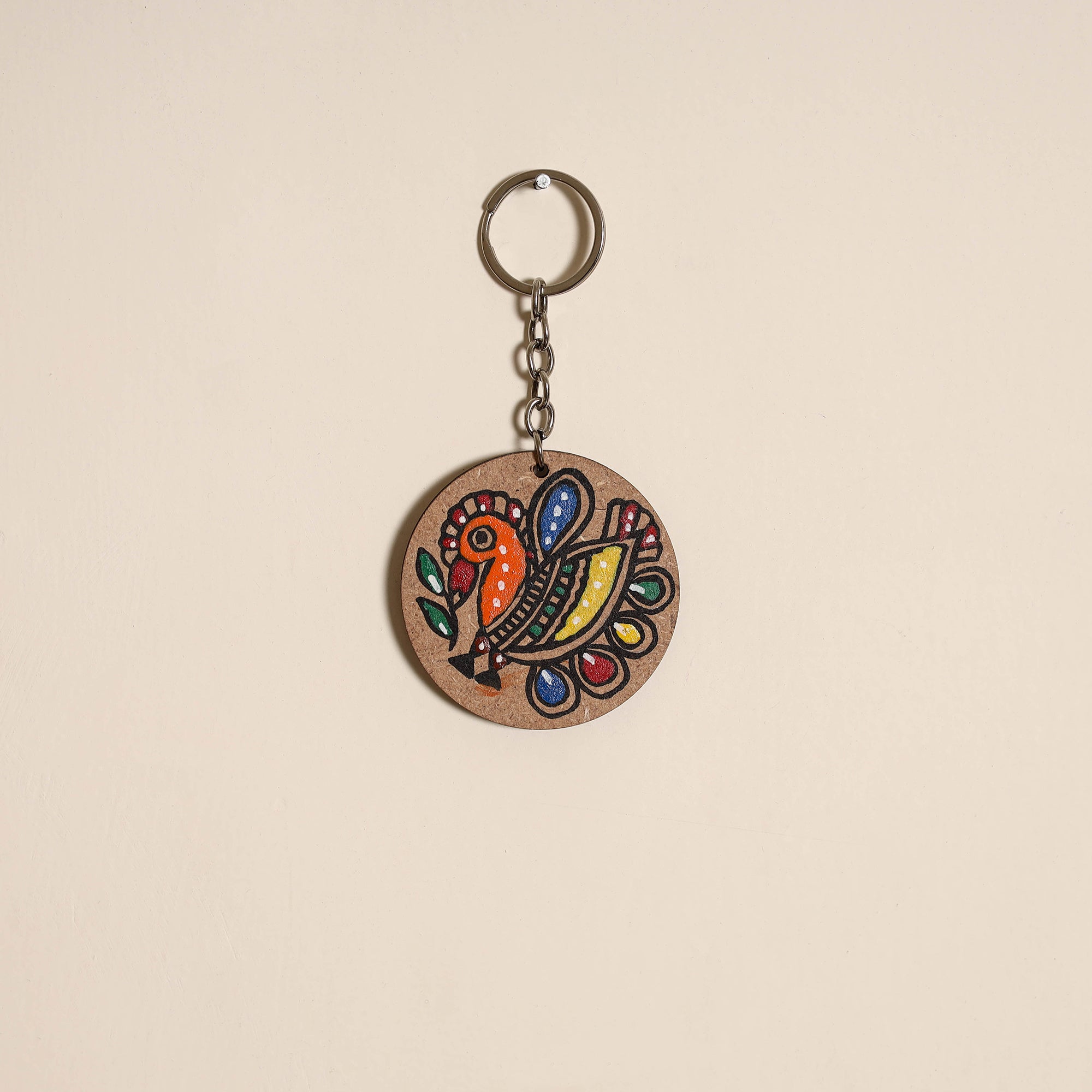 Madhubani handpainted wooden keychain 09 - handcrafted