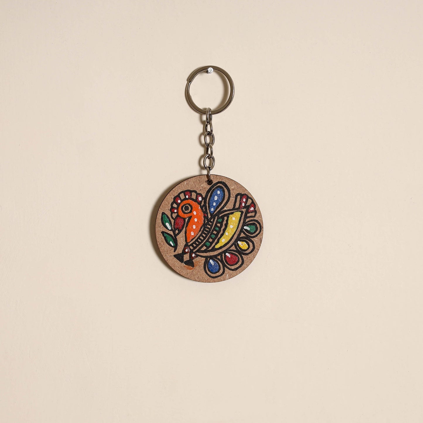 Madhubani handpainted wooden keychain 09 - handcrafted