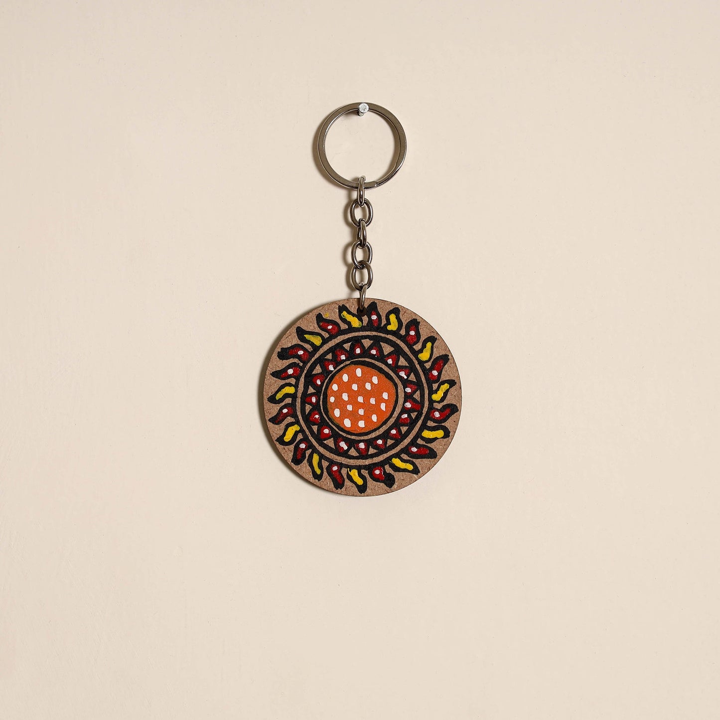 Madhubani handpainted wooden keychain 10 - handcrafted