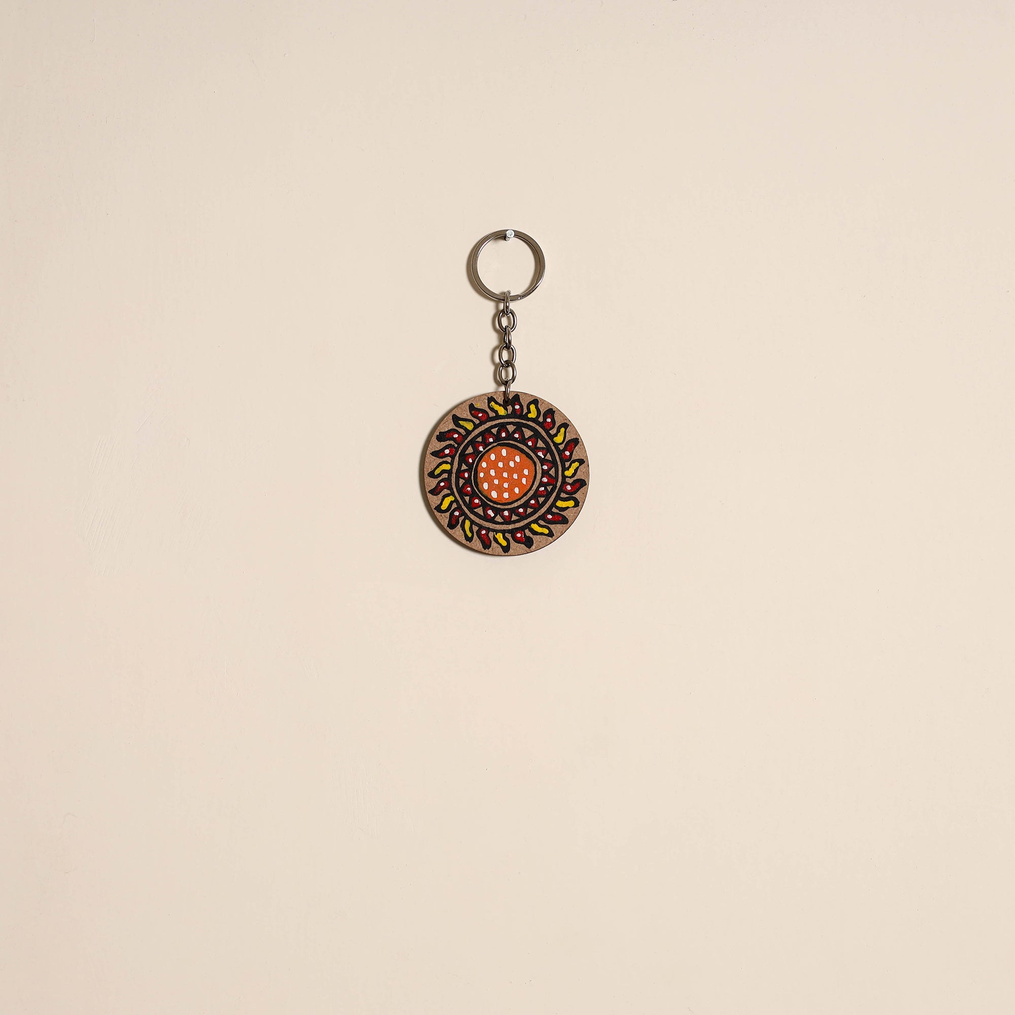 Madhubani handpainted wooden keychain 10 - handcrafted