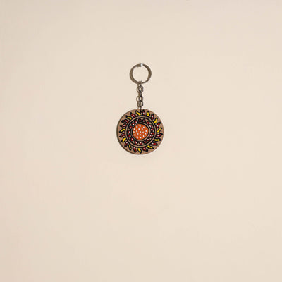 Madhubani handpainted wooden keychain 10 - handcrafted