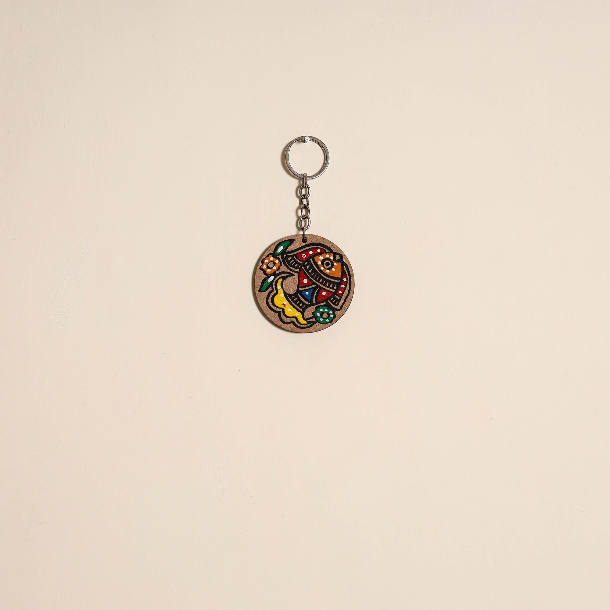 Madhubani handpainted wooden keychain 11 - handcrafted