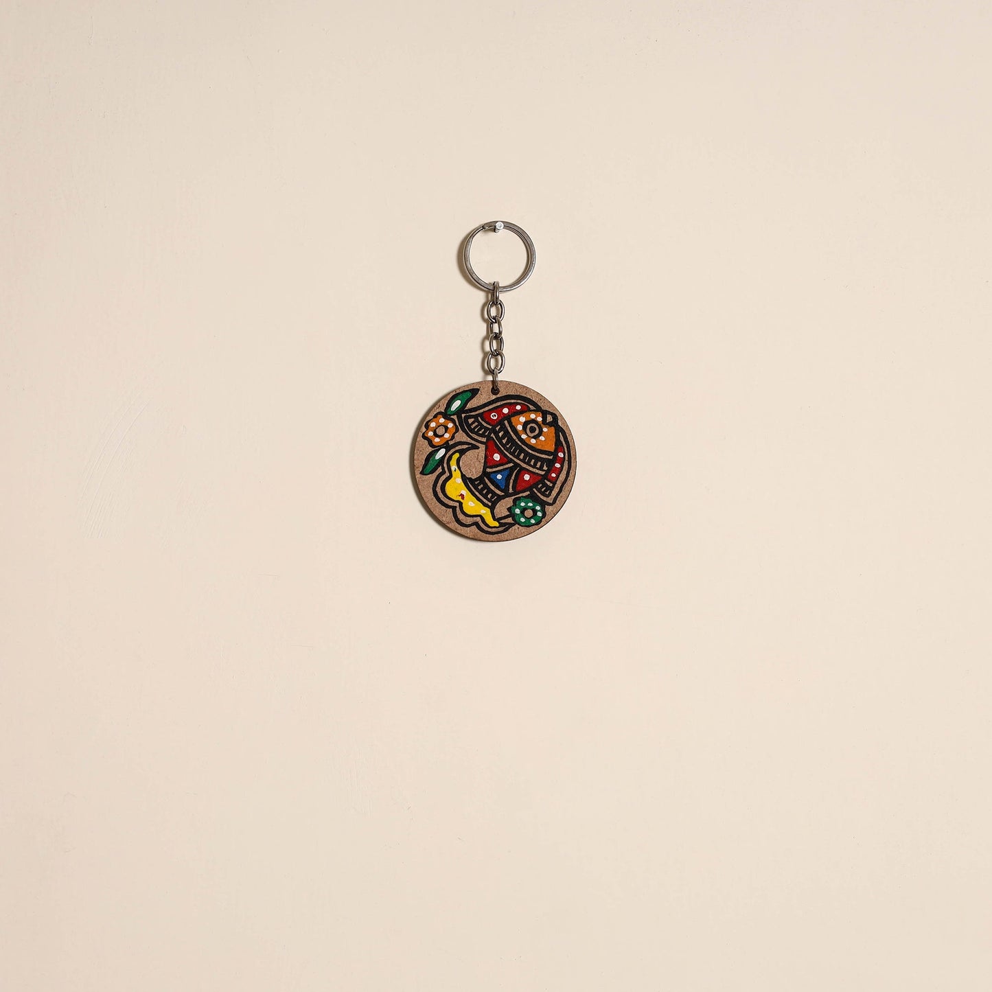 Madhubani handpainted wooden keychain 11 - handcrafted