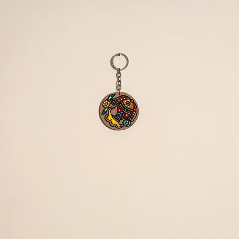 Madhubani handpainted wooden keychain 11 - handcrafted